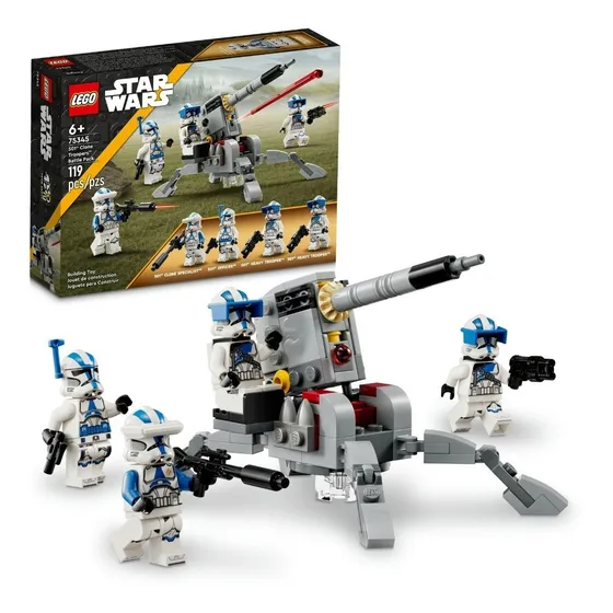 LEGO® Star Wars™: Pack de Combate: Clon Troopers de la 501 75345; juguete para niños 6+; incluye 4 personajes y un cañón antivehículo AV-7