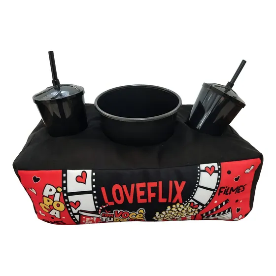 Presente Almofadas De Pipoca Loveflix Namorados 2 Copos Cor Preto