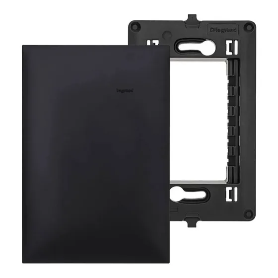 Espelho Placa Cego Preto 4x2 Legrand Pial Plus+ C/ Suporte
