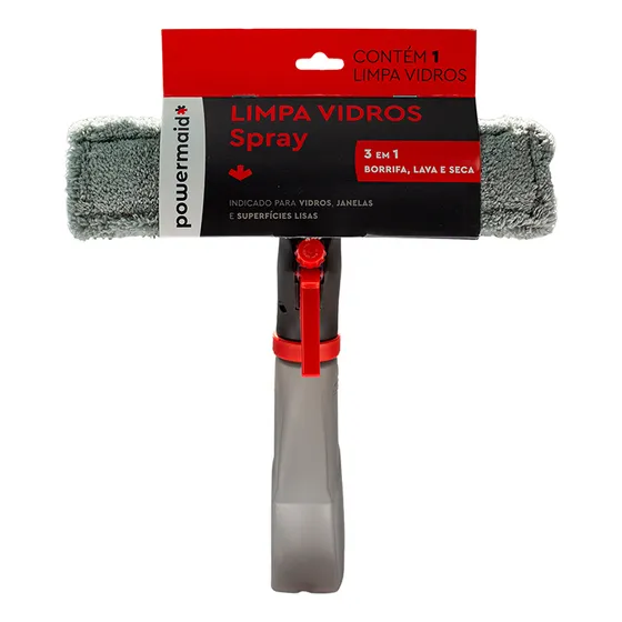 Rodo Limpa Vidro Mop 3 Em 1 Spray Reservatório 240ml Limpeza