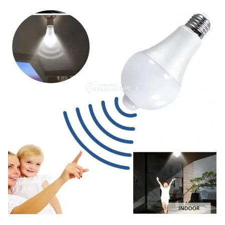 Lâmpada Bulbo E27 Sensor De Movimento Led 9w Branco Frio 127/220v Lâmpada Bulbo E27 Sensor De Movimento Led 9w Branco Frio 127/220v