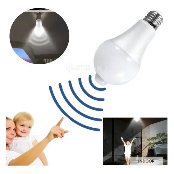 Lâmpada Bulbo E27 Sensor De Movimento Led 9w Branco Frio 127/220V
