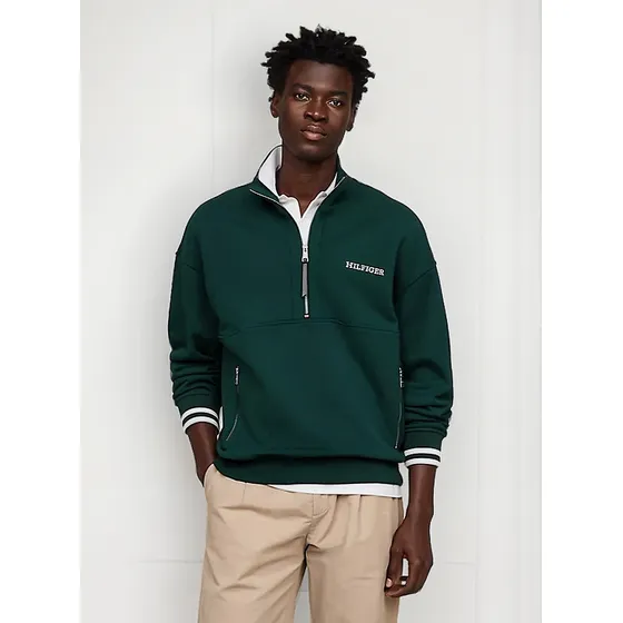 Tommy Hilfiger Sudadera Monotipo Con Media Cremallera
