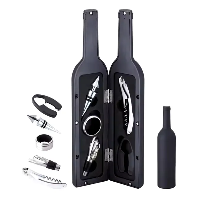 Kit Accesorios Para Vino Abridor Y Vertedor En Caja Botella
