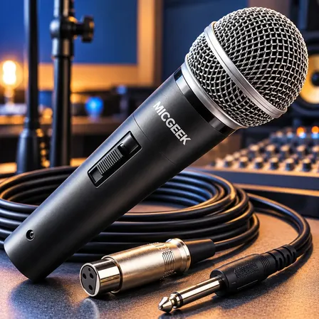 Microfone Dinâmico Micgeek Profissional Com Fio para Karaokê e Igreja