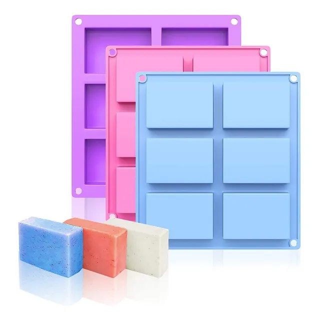 3 Molde Silicon Rectangulares 6 Cavidades Jabones,repostería