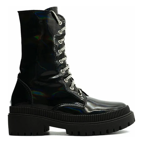 Bota Unica Estilo Militar Dama Negro Antiderrapante Casual