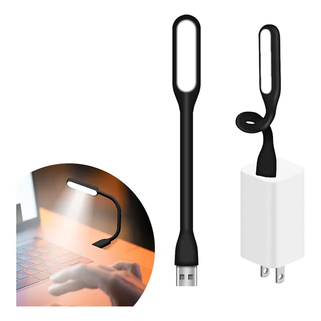 Lampara Flexible Usb Luz Led Accesorios Portatil Para Laptop Y Pc Slim Company Color Negro