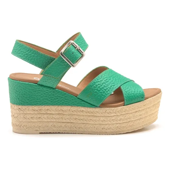 Sandalia Cuero Verde 6350 Mujer Gravagna