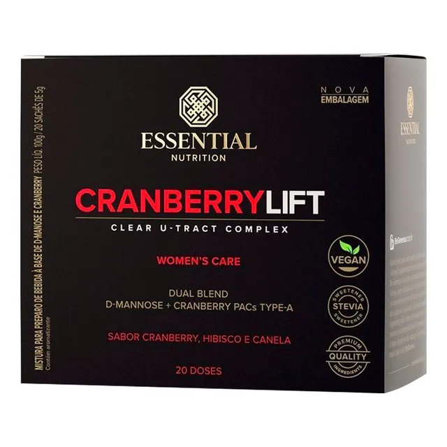 Cranberrylift 100g (20 Sachês) Essential Nutrition Sabor Cranberry
