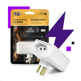 Pw Eletrônica Protetor Contra Raio Surtos Picos Eletro 2 Tomadas 127v 220v