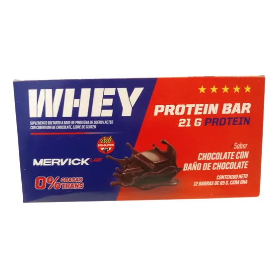 Whey Protein Bar 12 Unidades Mervick 65 Gr Barra Proteica