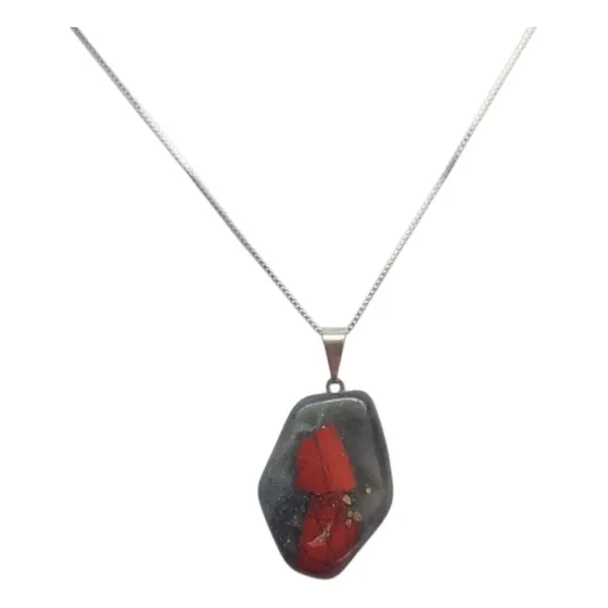 Colar Pedra Jaspe Sangue (revigorante) Prata 925