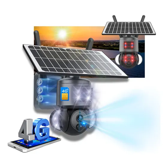 Câmera Solar 4g Cartão Sim Pir Detecção Humana Bateria Solar