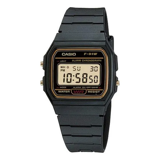 Reloj Casio F91wg-9 Para Hombre, Correa Negra Retro, Esfera