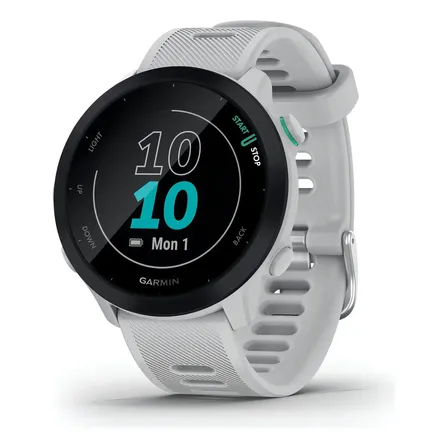 Smartwatch Garmin Forerunner 55, Tela LCD MIP 1.04", Caixa Polímero 42mm, Pulseira Silicone Branca