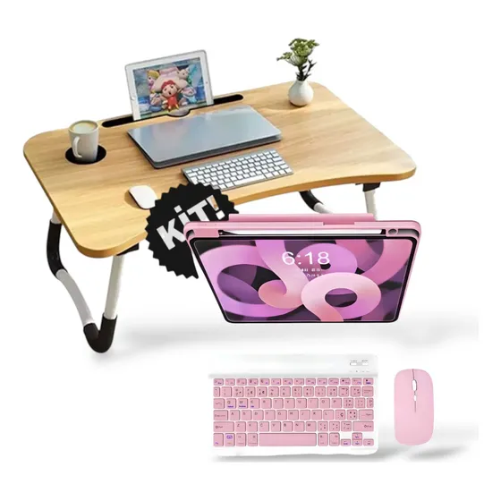 Mesa P/ Home Office Notebook Tablet+ Teclado Mouse Bluethoth