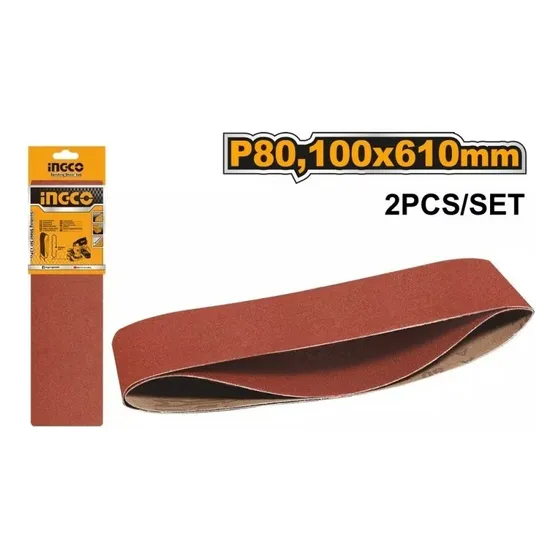 Lijas banda Ingco BSP020801 2 unidades 610x100mm grano 80