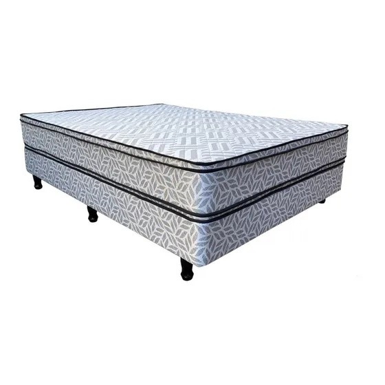 Sommier Colchón Resortes Doble Pillow 1.40 X 1.90 Color Gris Lateral Negro