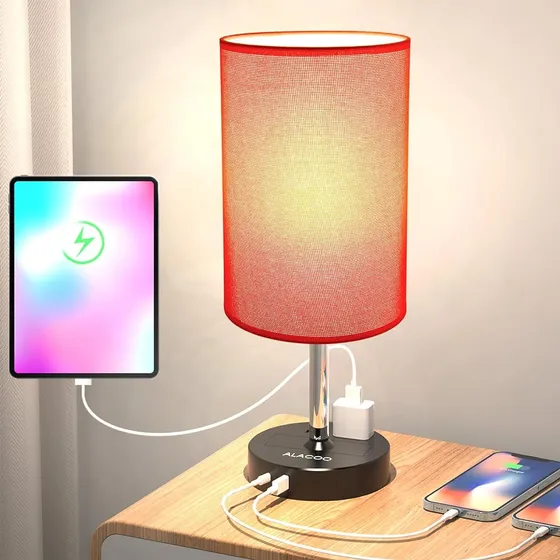 Lámpara De Noche Lámpara De Mesa De Control Táctil Con Puert