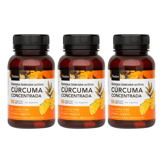 Natier Kit X3 Suplemento Vegano Cúrcuma Concentrada 50c