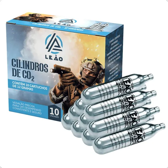 Cilindro Co2 12g Ampola Cápsula Airsoft 10 Unidades C/ Nfe