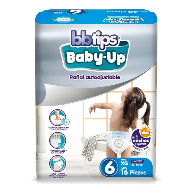 Pañal Autoajustable Bbtips Baby-up junior T6 16 Pzas Género Sin género Talla Extra grande (XG)