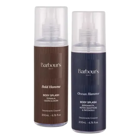 Kit 2 Body Splash Masculino Bold E Ocean Barbours Beauty