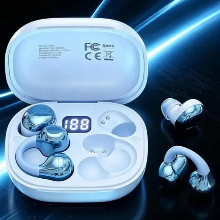 Fone de Ouvido Bluetooth Sem Fio 2 em 1 Clip e TWS para Dormir de Lado Corrida Academia Esportivo IPX5 30h Chamadas Nítidas Microfone Ouvidos Pequenos Estojo 300mAh TWS In-Ear