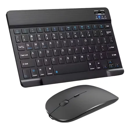 Kit Teclado + Mouse Para Ipad Tablet Celular Pc Bluetooth Negro Negro