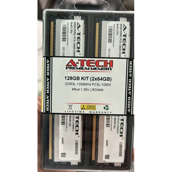 Memoria Ram A-tech 64gb Ddr3l 1333mhz Ecc Lrdimm Kit 512gb