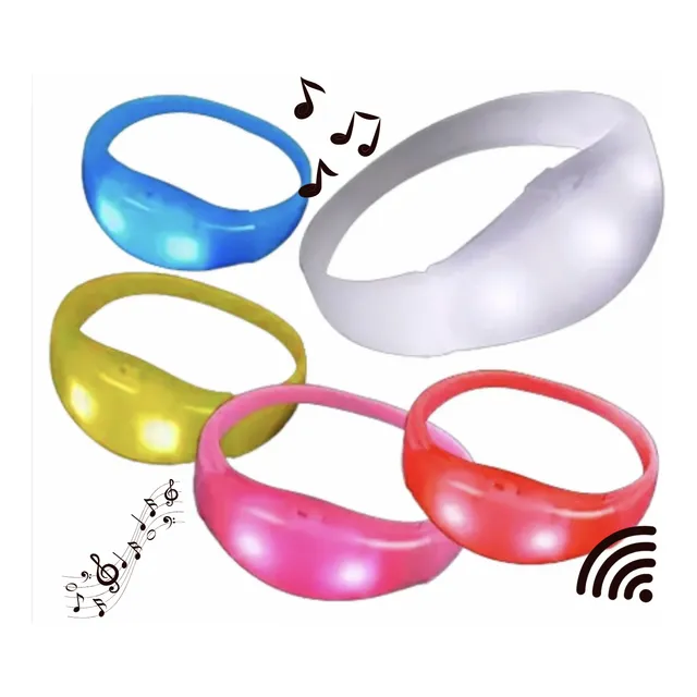 4 Pulseras Color Silicona Led Audiorítmica Hora Loca Activa