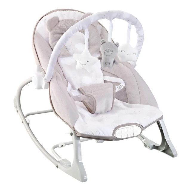 Cadeira De Descanso Bebê Musical Polar Bege 18kgs Maxi Baby Cinza