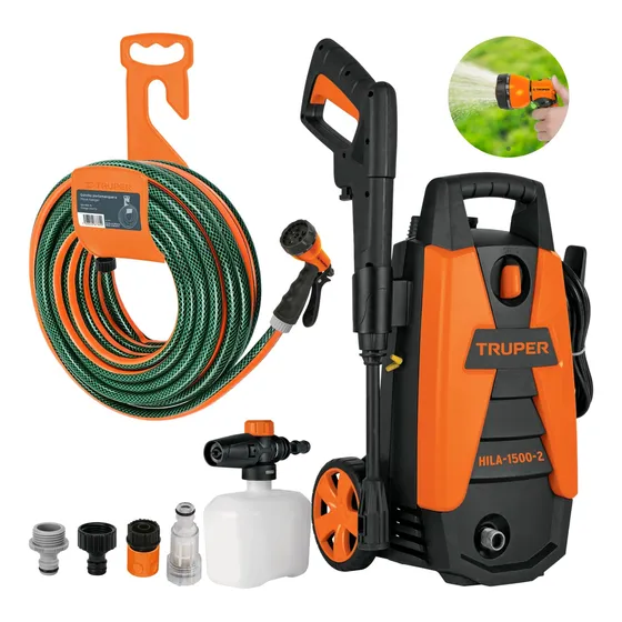 Combo Hidrolavadora 1500 Psi, Manguera 10m, Pistola, Truper