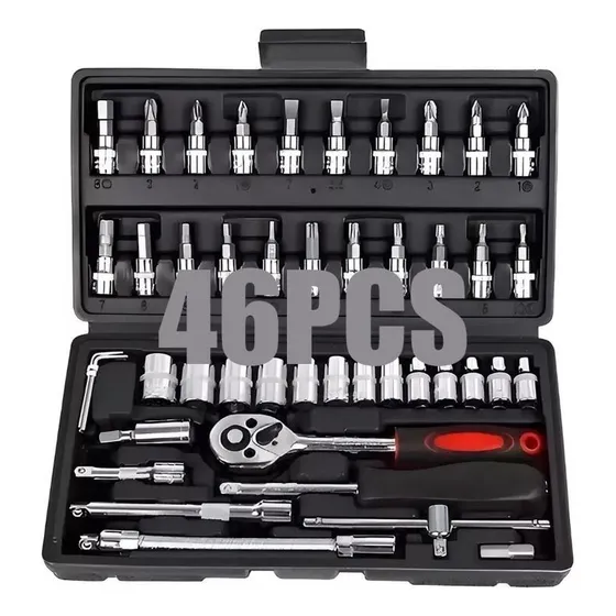 Herramienta Dados Llave Trinquete De En Caja Mecanica 46pcs