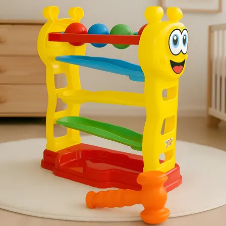 Brinquedo Educativo Baby Peia Bate Bolinha Rampa Martelinho Colorido