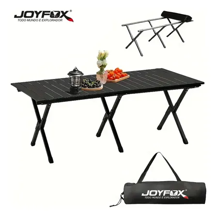 Mesa Dobrável 120cm Resistente Para Camping Garden Life Acampamentos Churrascos Piqueniques Caminhadas Pesca Preto