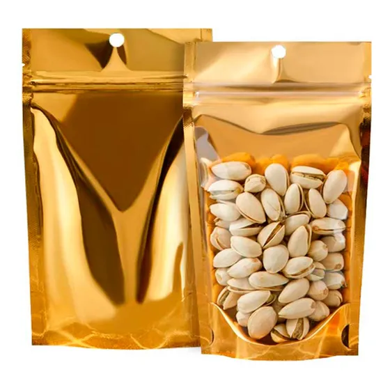 Saco Stand Up Dourado Zip Lock 10x15 - 50 Unid