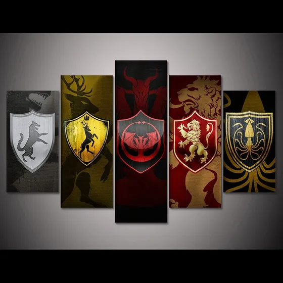 Quadro Game Of Thromes  Lindo 5 Peças Mosaico Mdf3mms
