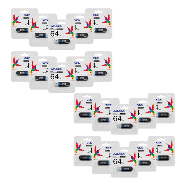 Kit 20 Memoria Usb 2.0 Adata 64gb C906 Flash Drive Plástico
