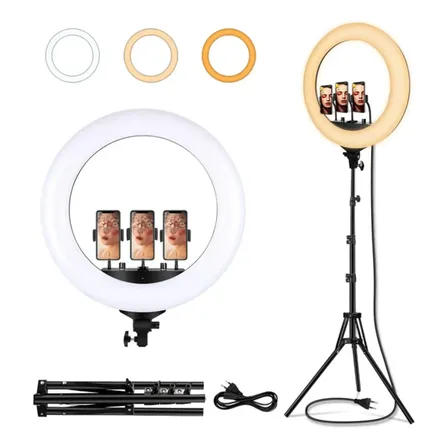 Ring Light 48cm 19 Polegadas Rl18 45w Rl-18 + Tripe +brinde 110v/220v Preto Branco-neutro, Branco Quente, Branco Frio