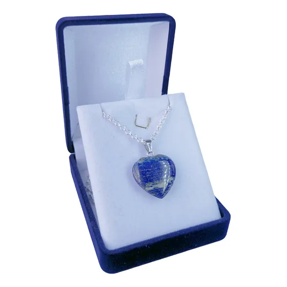Collar Lapis Lazuli Piedra Con Cadena Plata 925 Regalo Mujer