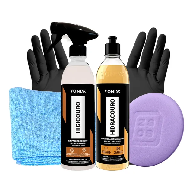 Kit Limpa Hidrata E Higieniza Couro Vonixx Aplicador Flanela