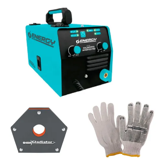 Soldadora Inverter Mig Energy 140amp +escuadra+guantes G P Color Cian