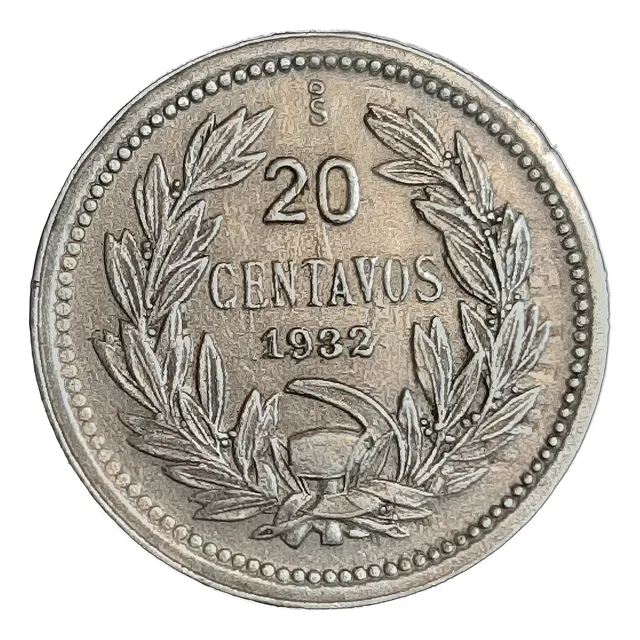 Moneda Chilena 20 Centavos 1932-1941 O.roty (baja Acuñación)