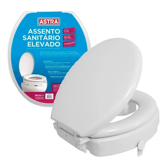 Assento Elevado Almofadado Oval 7cm Pne Com Trava Astra