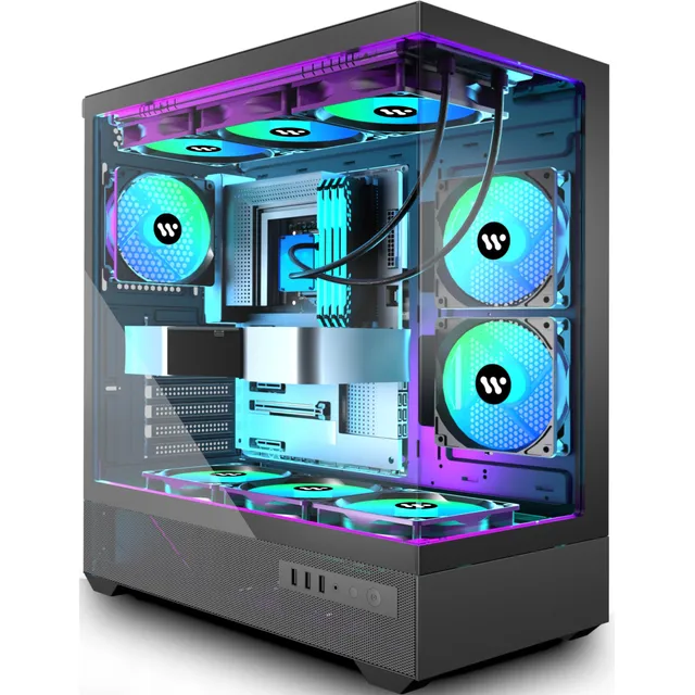 Gabinete Kediers G7 Atx Mid Tower Con 5 Coolers Argb Negro