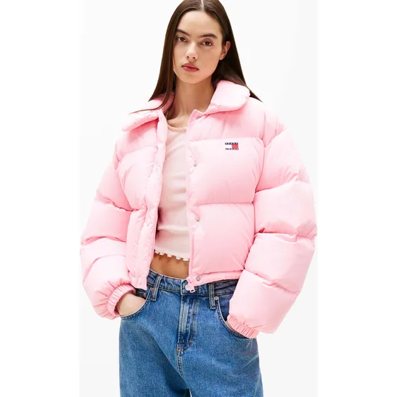 Chamarra Rosa Acolchada Con Parche Tommy Jeans Mujer