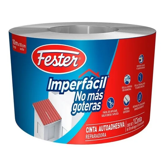 Cinta Autoadhesiva Imperfacil No Mas Goteras Fester 10m Color Aluminio