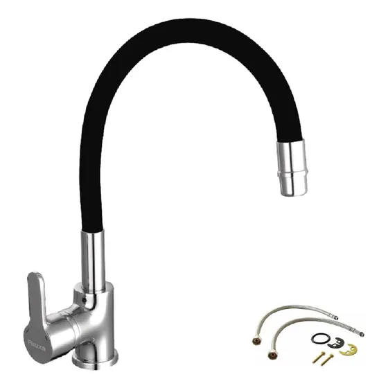 Piazza Emblem 10016 griferia cocina monocomando cromado flexible color negro